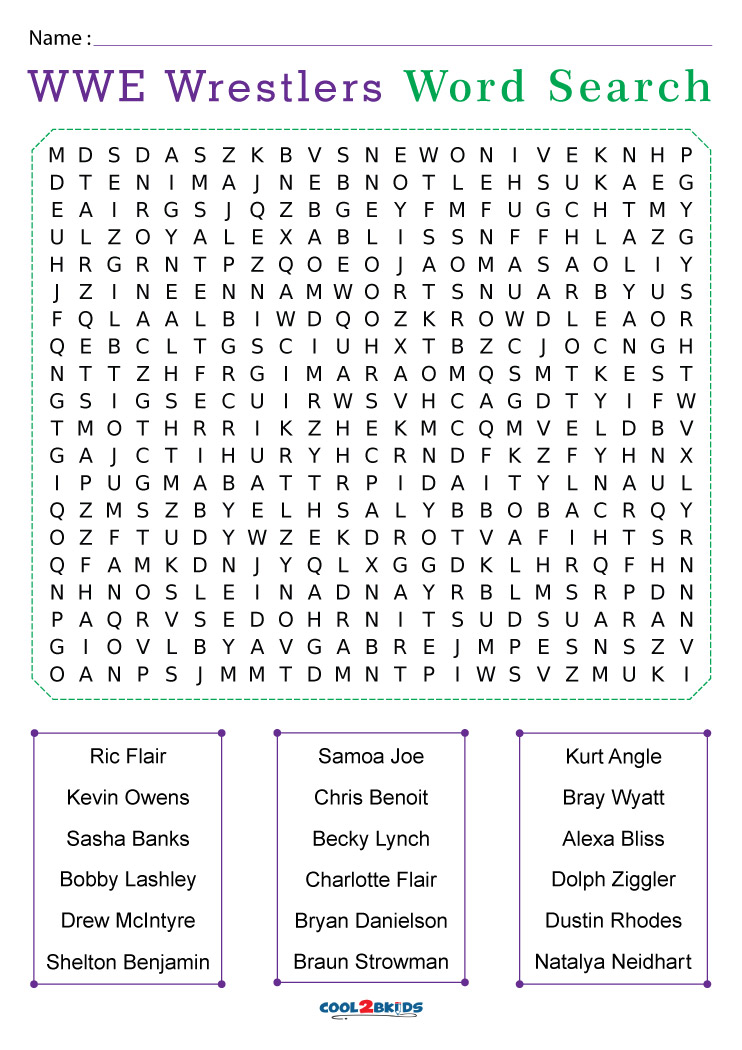 Wrestling Word Search Wordmint Free Printable Wwe Word Search | The ...