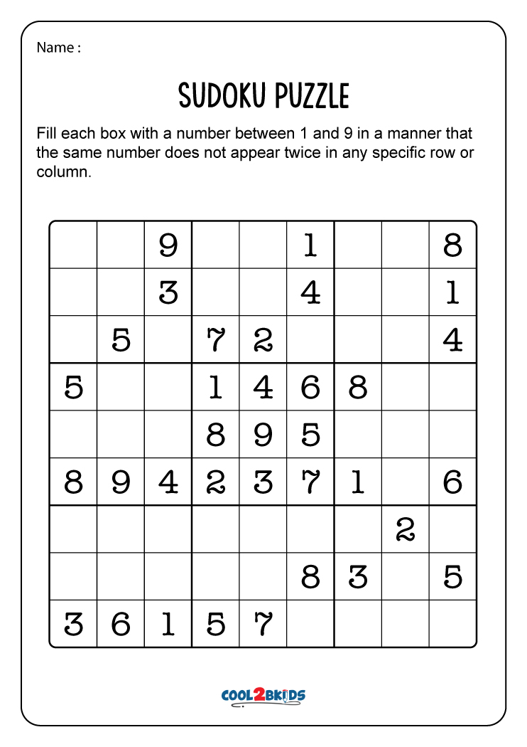 Free Printable Easy Sudoku Puzzles