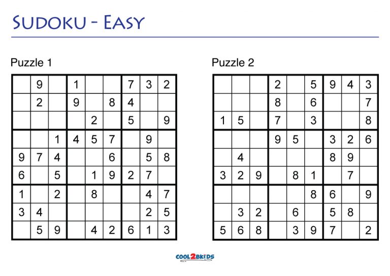 Free Printable Easy Sudoku Puzzles