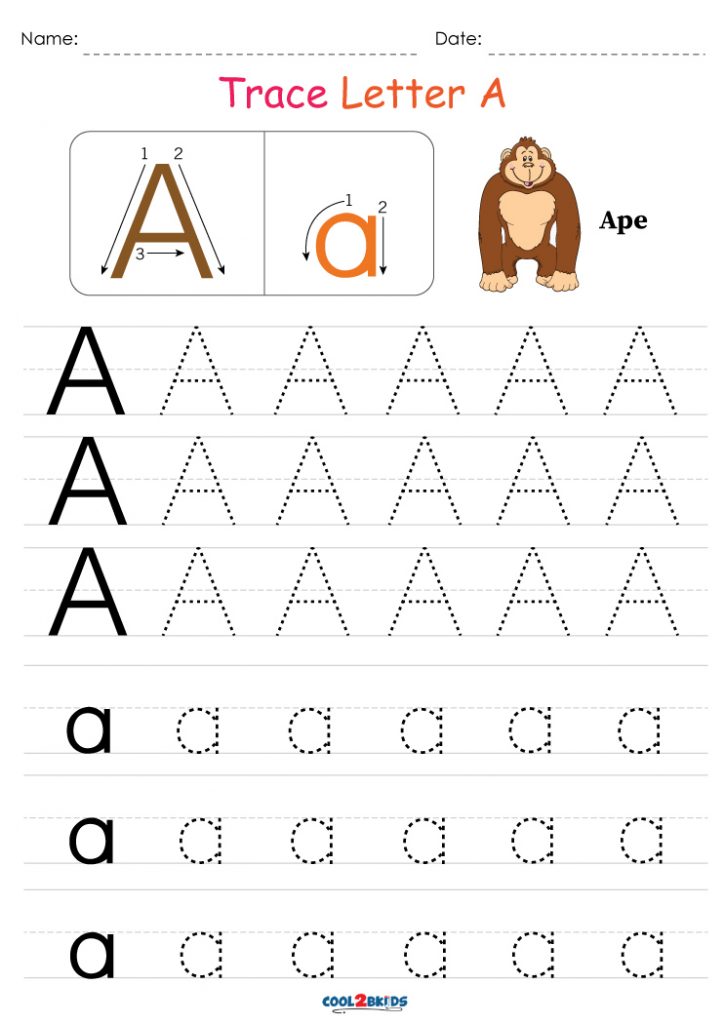 Free Printable Letter A Tracing Worksheets