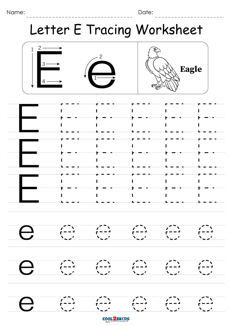 Free Letter E Tracing Worksheets Capital Letter E Tracing Worksheet Trace Uppercase Letter E 