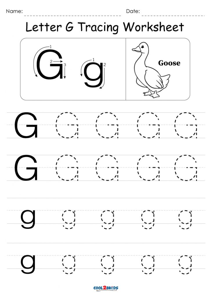 Free Printable Letter G Tracing Worksheets