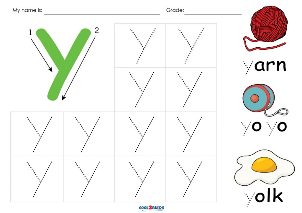 free printable letter y tracing worksheets