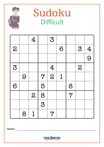 Daily #Difficult #Sudoku  Sudoku, Sudoku puzzles, Hard puzzles