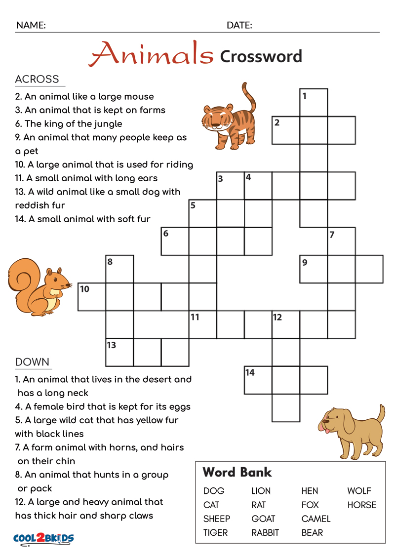 Free Printable Easy Crossword Puzzles