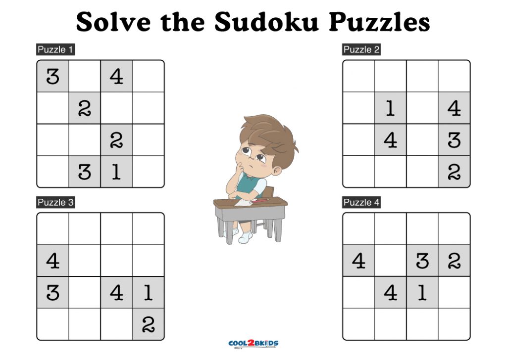 Free Printable Sudoku 4 Per Page Puzzles