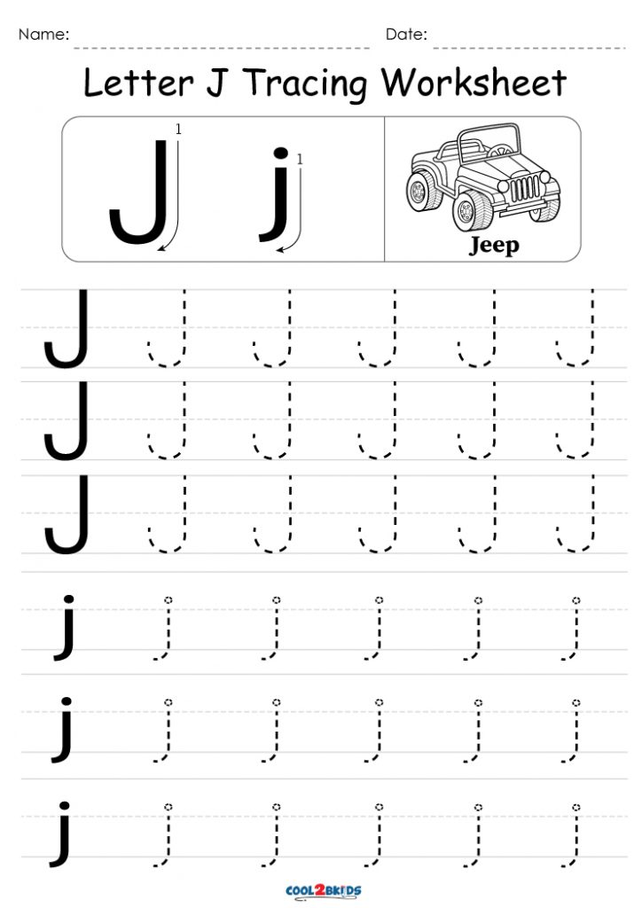 Free Printable Letter J Tracing Worksheets