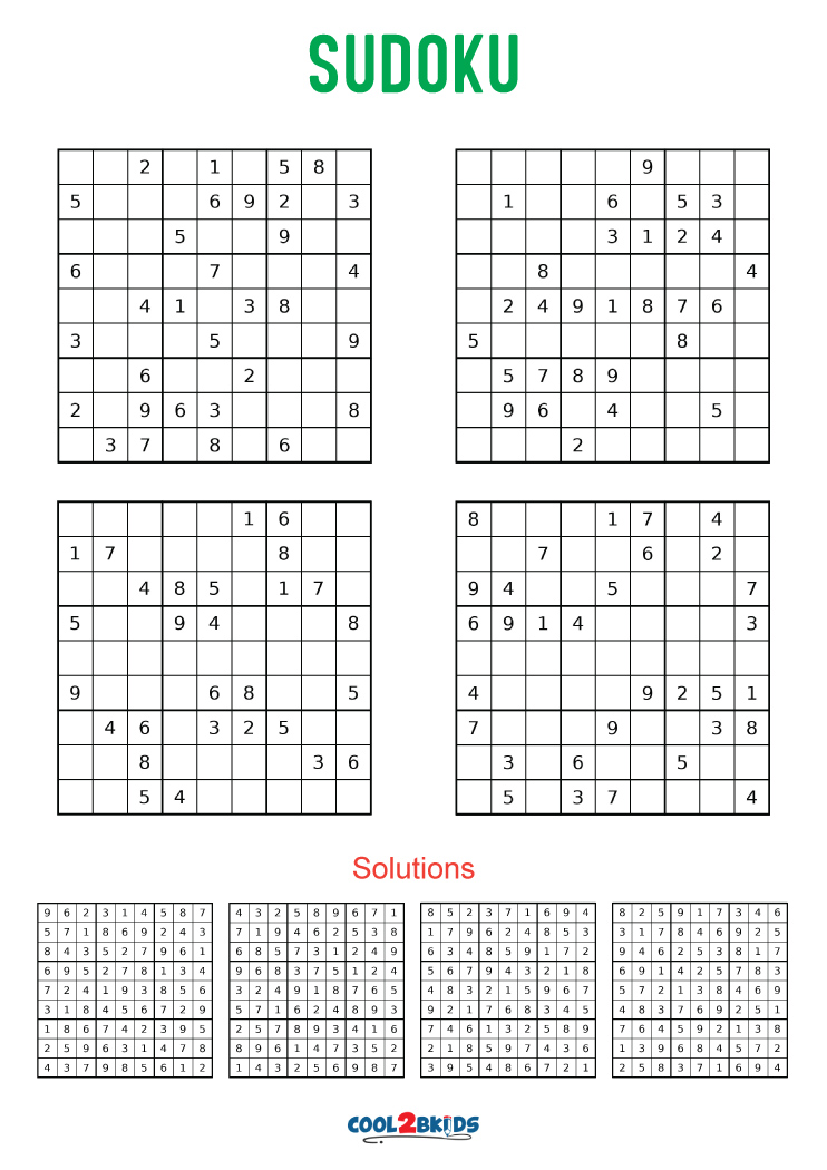 Free Printable Medium Sudoku Puzzles