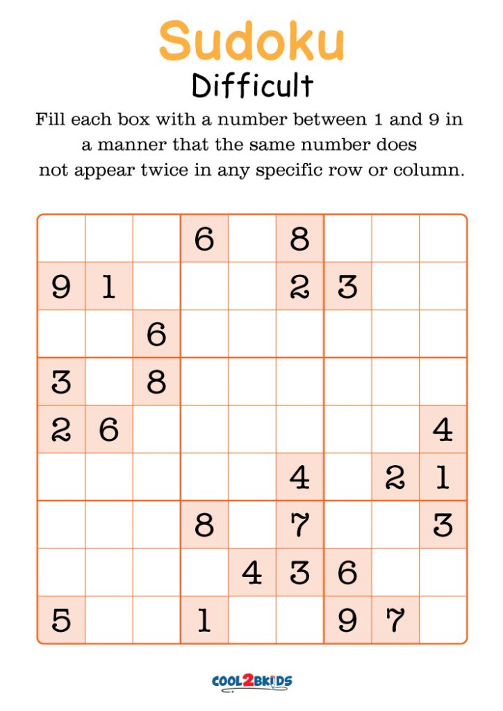 Free Printable Hard Sudoku Puzzles