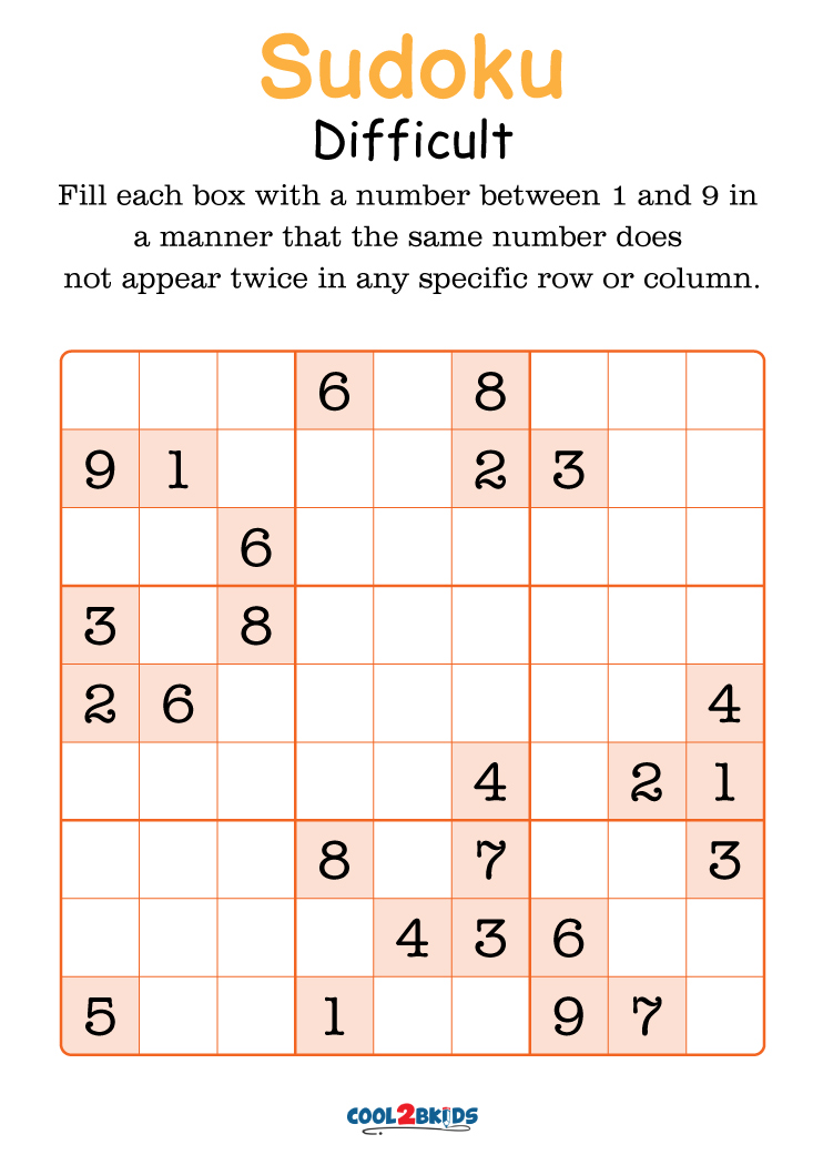 Free Printable Hard Sudoku Puzzles