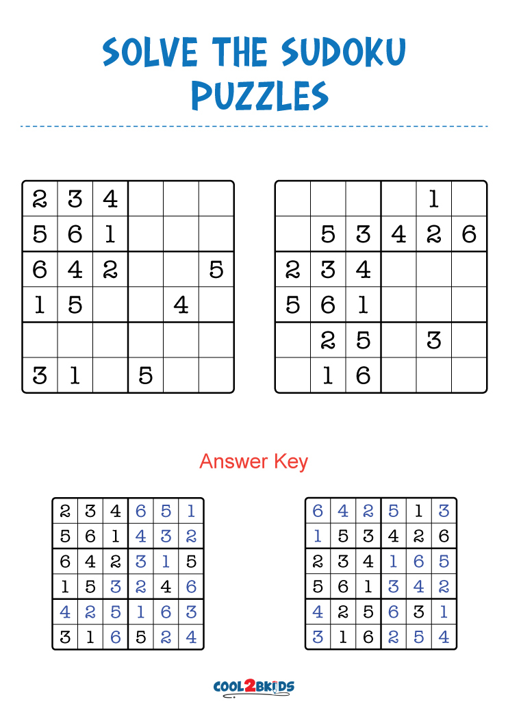 easy 6x6 sudoku printable