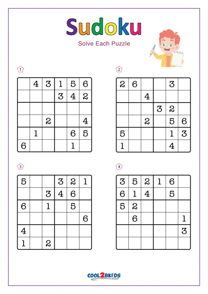 Sudoku Puzzles Printable Free 6x6
