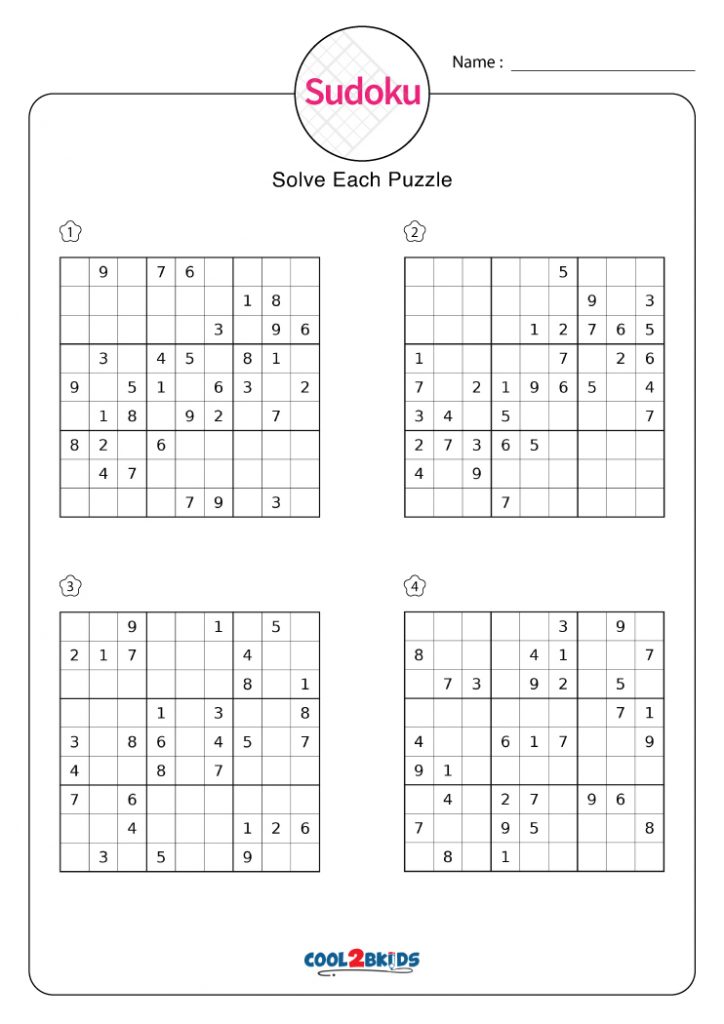 Free Printable Medium Sudoku Puzzles