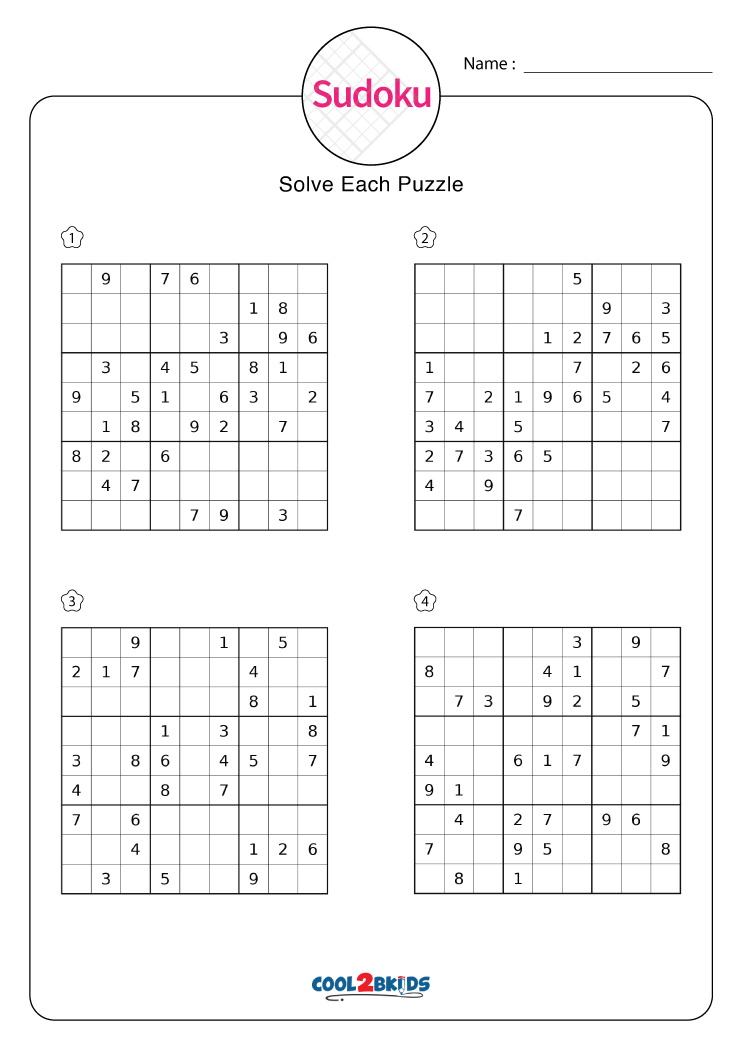 free sudoku printable puzzle me