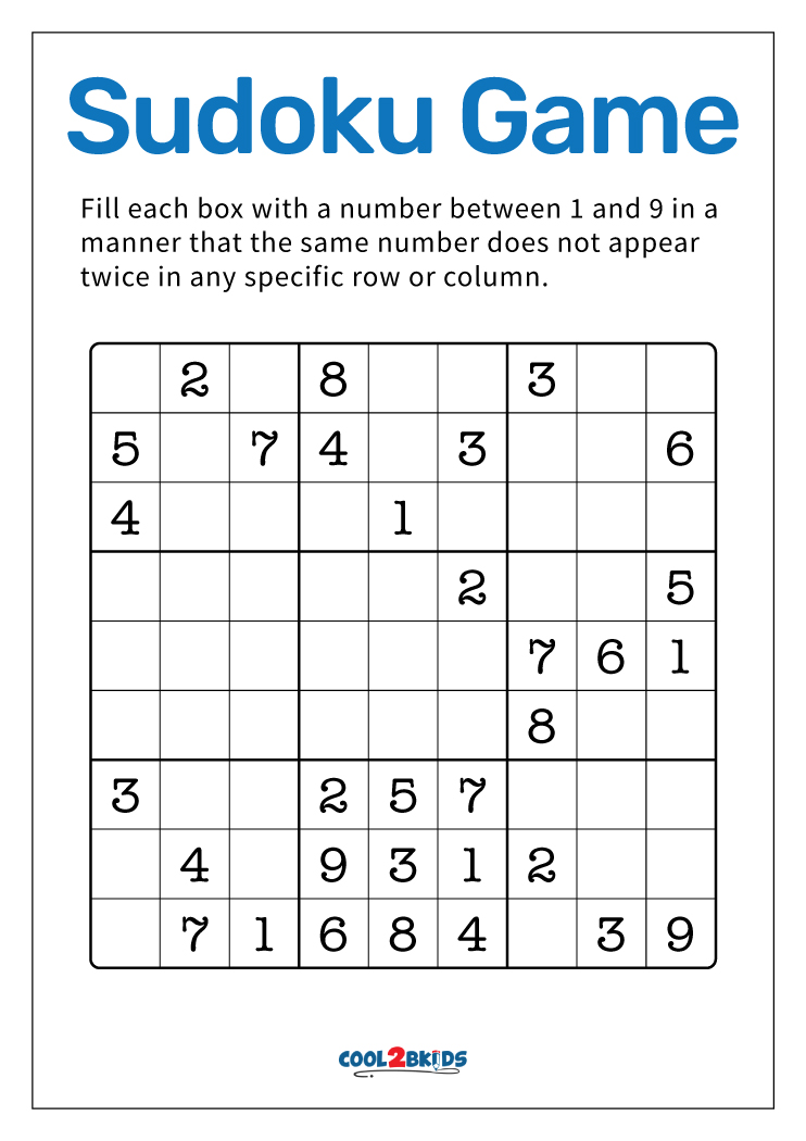 Free Printable Medium Sudoku Puzzles