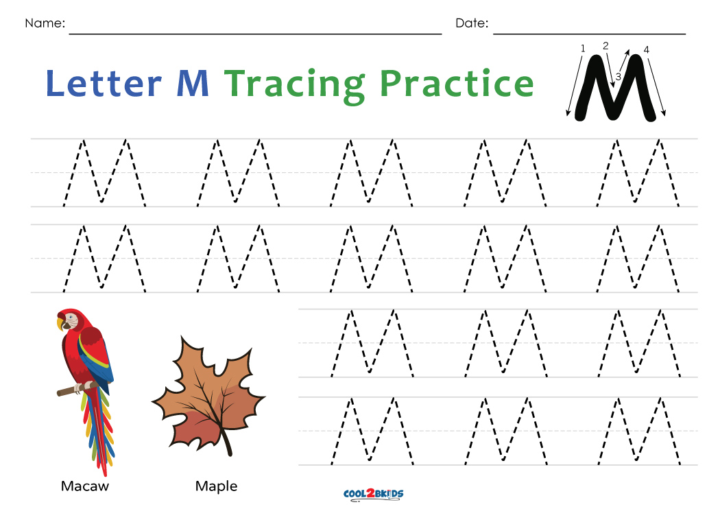 Free Printable Letter M Tracing Worksheets 