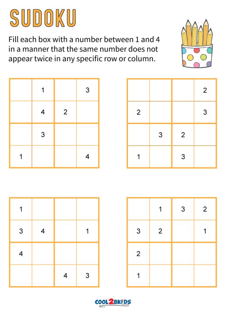 Sudoku Worksheets For Grade 4