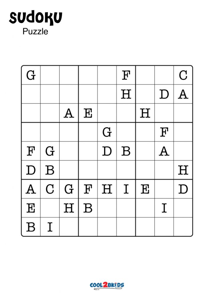 free printable alphabetical sudoku puzzles