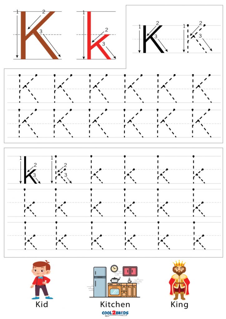 Free Printable Letter K Tracing Worksheets