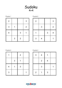 Free Printable 4x4 Sudoku
