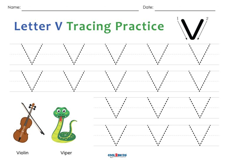 Free Printable Letter V Tracing Worksheets