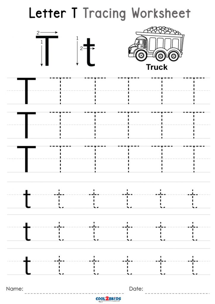 Free Printable Letter T Tracing Worksheet