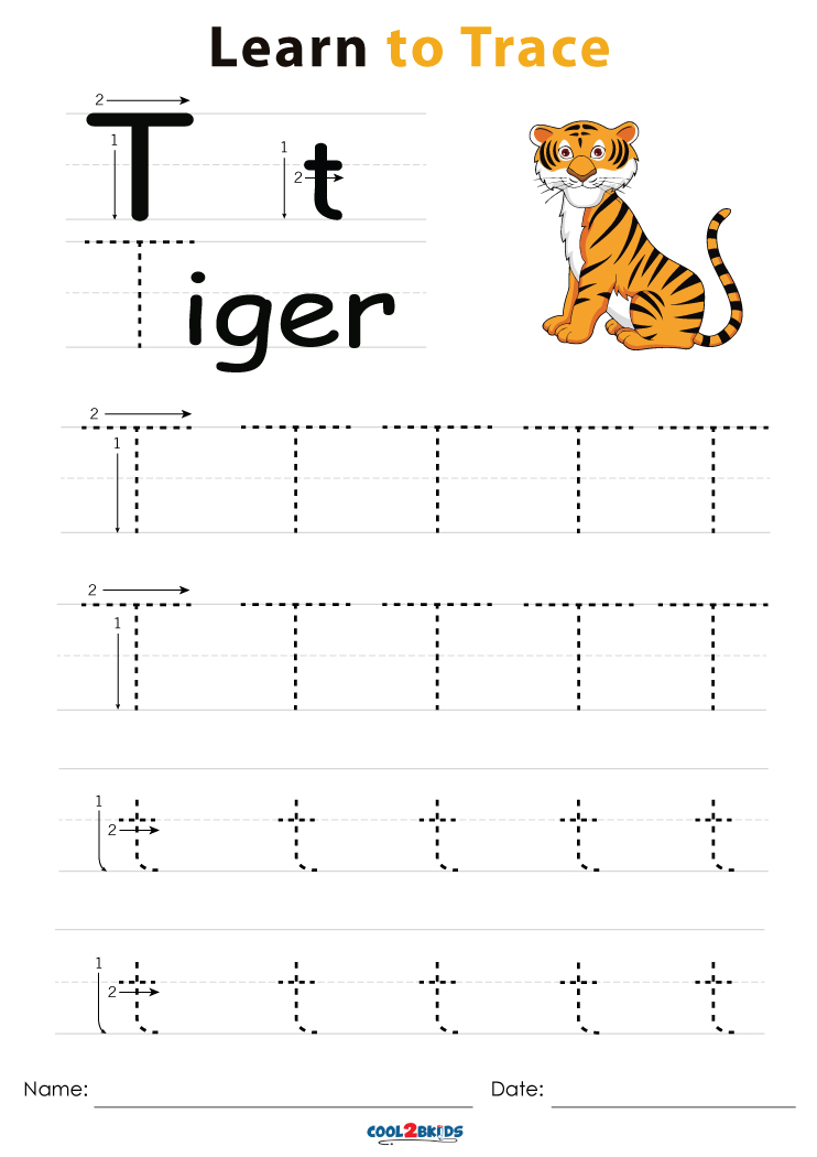 Free Printable Letter T Tracing Worksheet