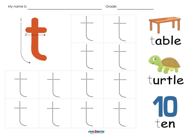 Free Printable Letter T Tracing Worksheet