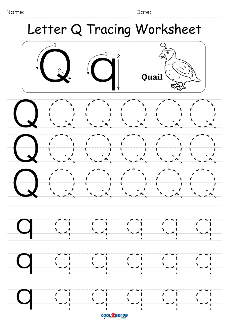 Free Printable Letter Q Tracing Worksheets