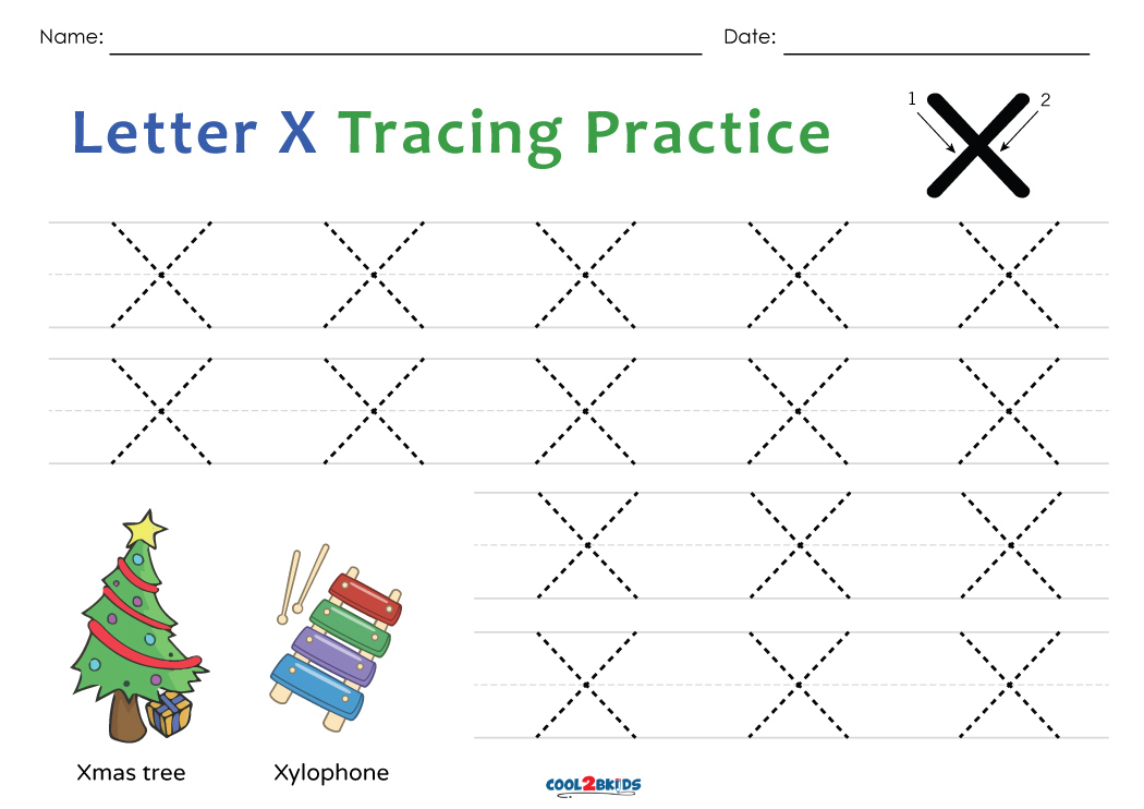 Free Printable Letter X Tracing Worksheets