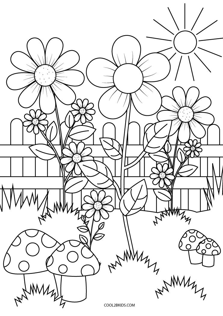 How to Draw a Cartoon Flower Garden for Kids » Easy-To-Draw.com