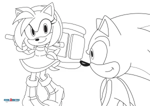 Amy Rose and Sonic Coloring Page - Free Printable Coloring Pages for Kids