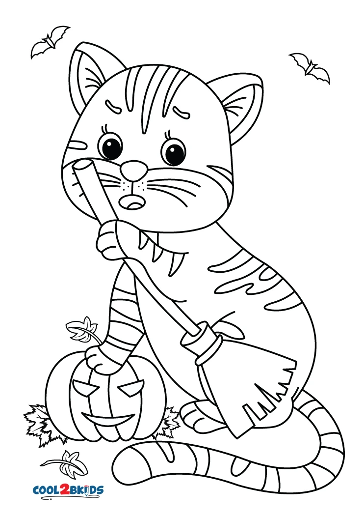 halloween cat drawing for kids