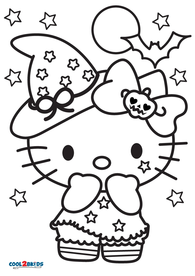 printable hello kitty halloween coloring pages