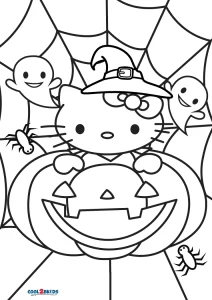 hello kitty halloween coloring page