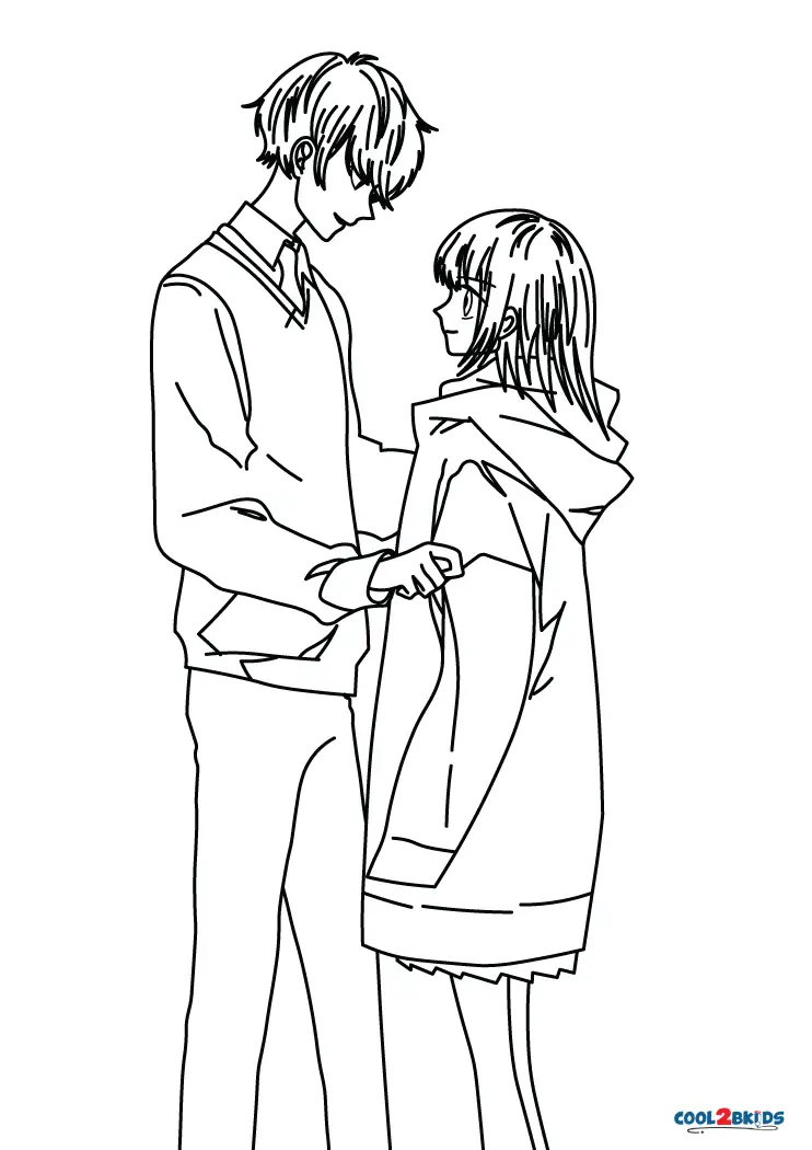 anime couple coloring pages to print