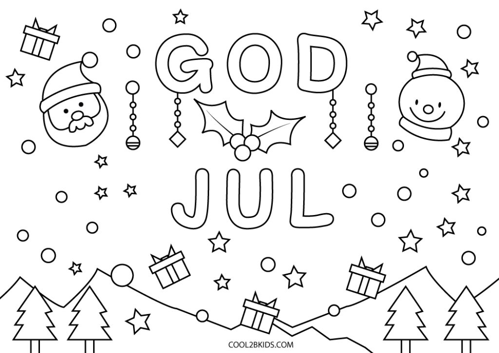 God Jul Målarbilder Gratis Utskrivbar Sidor för Barn