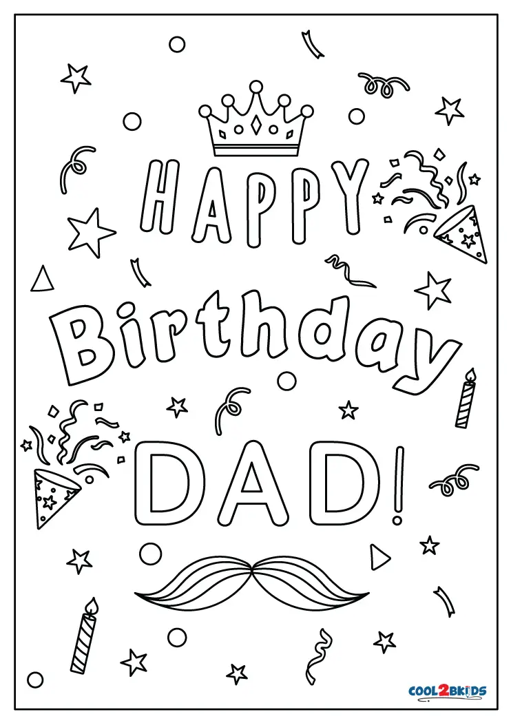 Happy Birthday Daddy Printable Coloring Pages