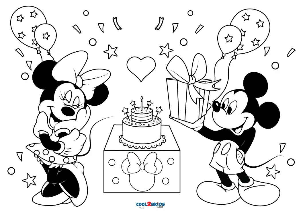 minnie mouse birthday coloring page