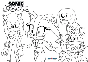 Sonic Boom com seus lenços marrons para colorir