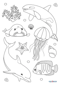 Free Printable Sea and Ocean Animals Coloring Pages For Kids