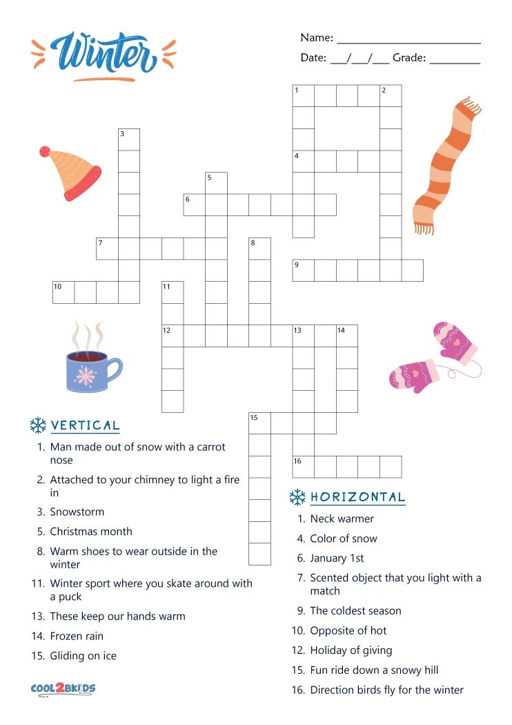 Free Printable Winter Crossword Puzzles