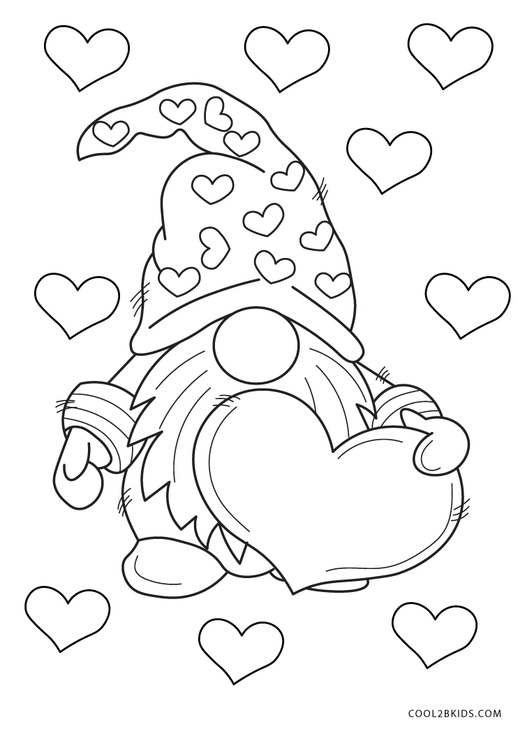 Free Printable Valentine s Day Gnome Coloring Pages For Kids